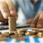 leveraged strategies in finance, showing decision-making with coins and investments